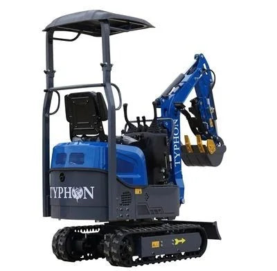 2025 TYPHON TERROR XI STORM Mini Excavator – 1.1 Ton Trench Digger with Boom Swing & Hydraulic Thumb