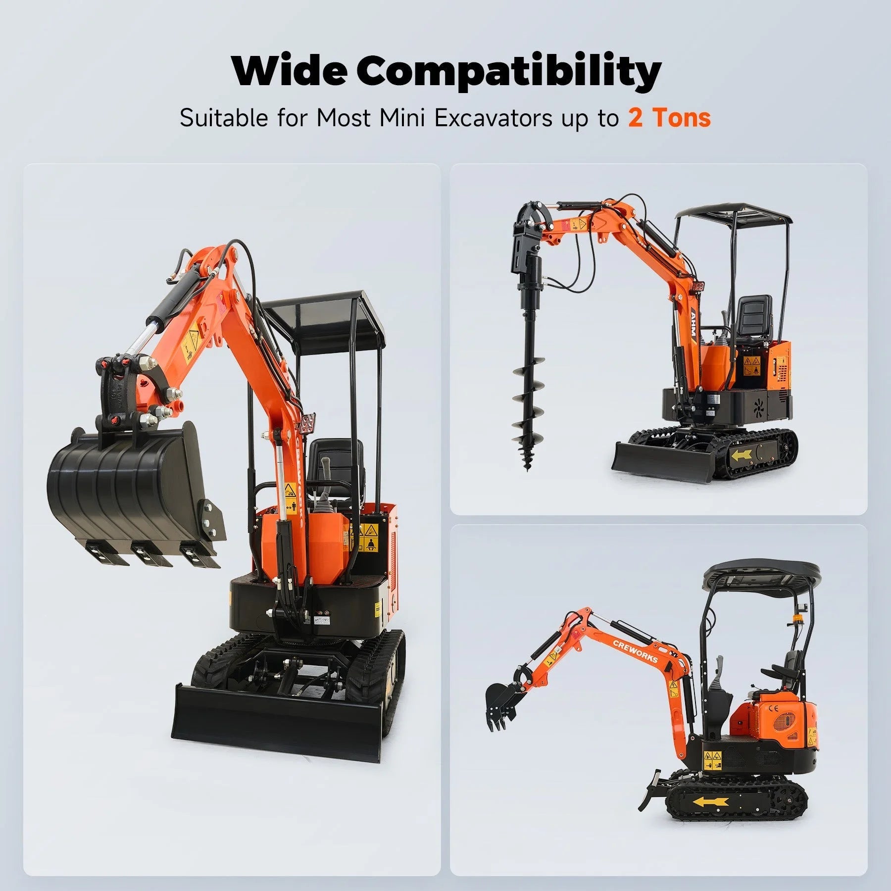 8″ Hydraulic Auger Drill Attachment for Mini Excavator 45″ Depth