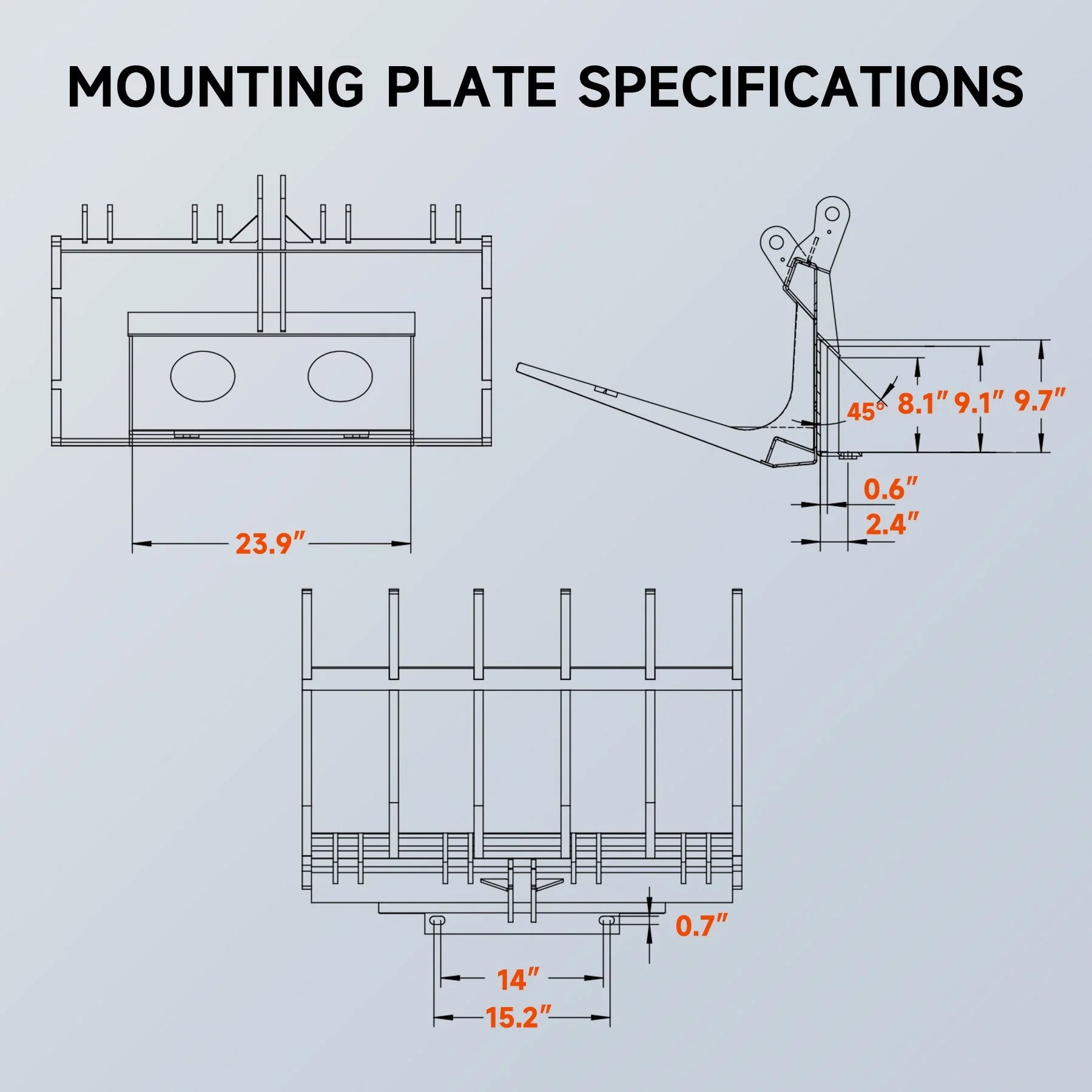 38″ Hydraulic Root Grapple Attachment For Mini Skid Steer Loader