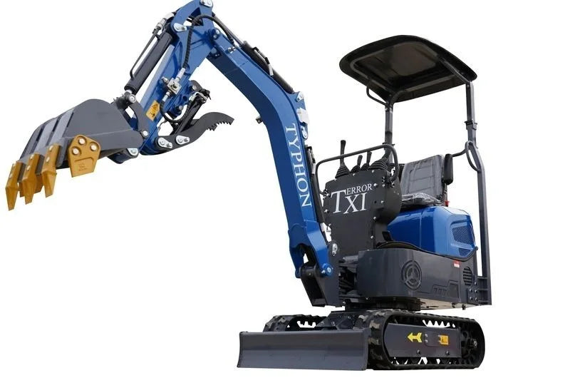 2025 TYPHON TERROR XI STORM Mini Excavator – 1.1 Ton Trench Digger with Boom Swing & Hydraulic Thumb