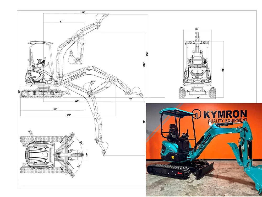 KYMRON® XH24 Mini Excavator (w/ Kubota Diesel Engine)