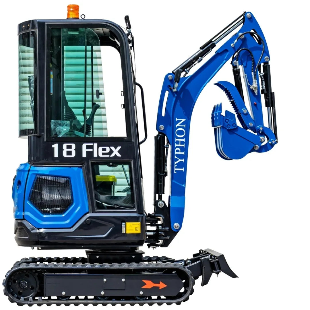 2025 TYPHON 18 FLEX PRO 1.8 Ton Mini Excavator – Powered by Kubota D722 Diesel Engine | EPA Certified USA