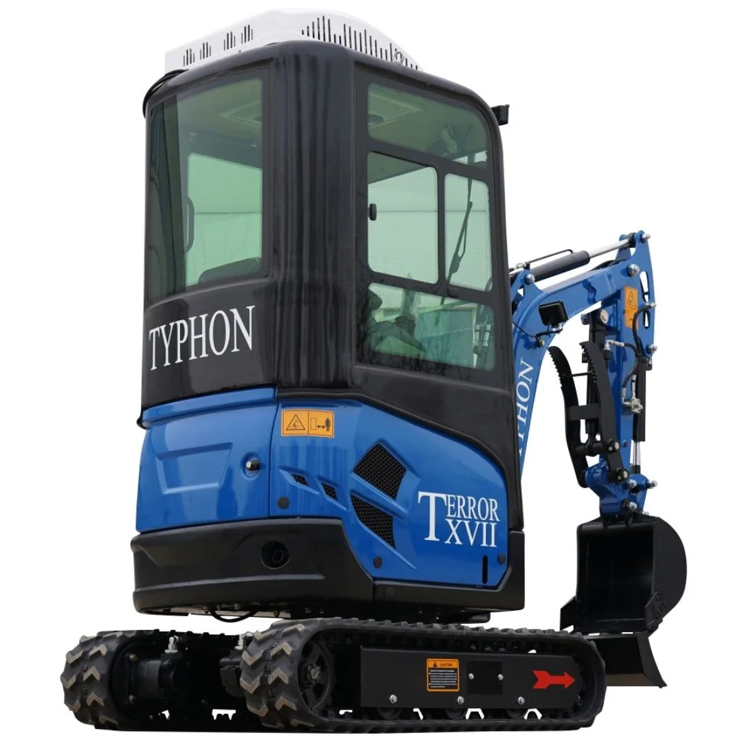 2025 TYPHON TERROR XVII – 4,000 lb Cabin Mini Excavator Powered by Kubota D902 Diesel Engine | EPA Certified