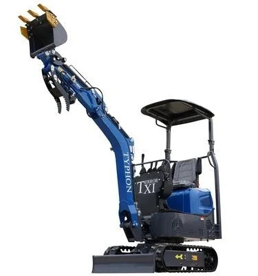 2025 TYPHON TERROR XI STORM Mini Excavator – 1.1 Ton Trench Digger with Boom Swing & Hydraulic Thumb