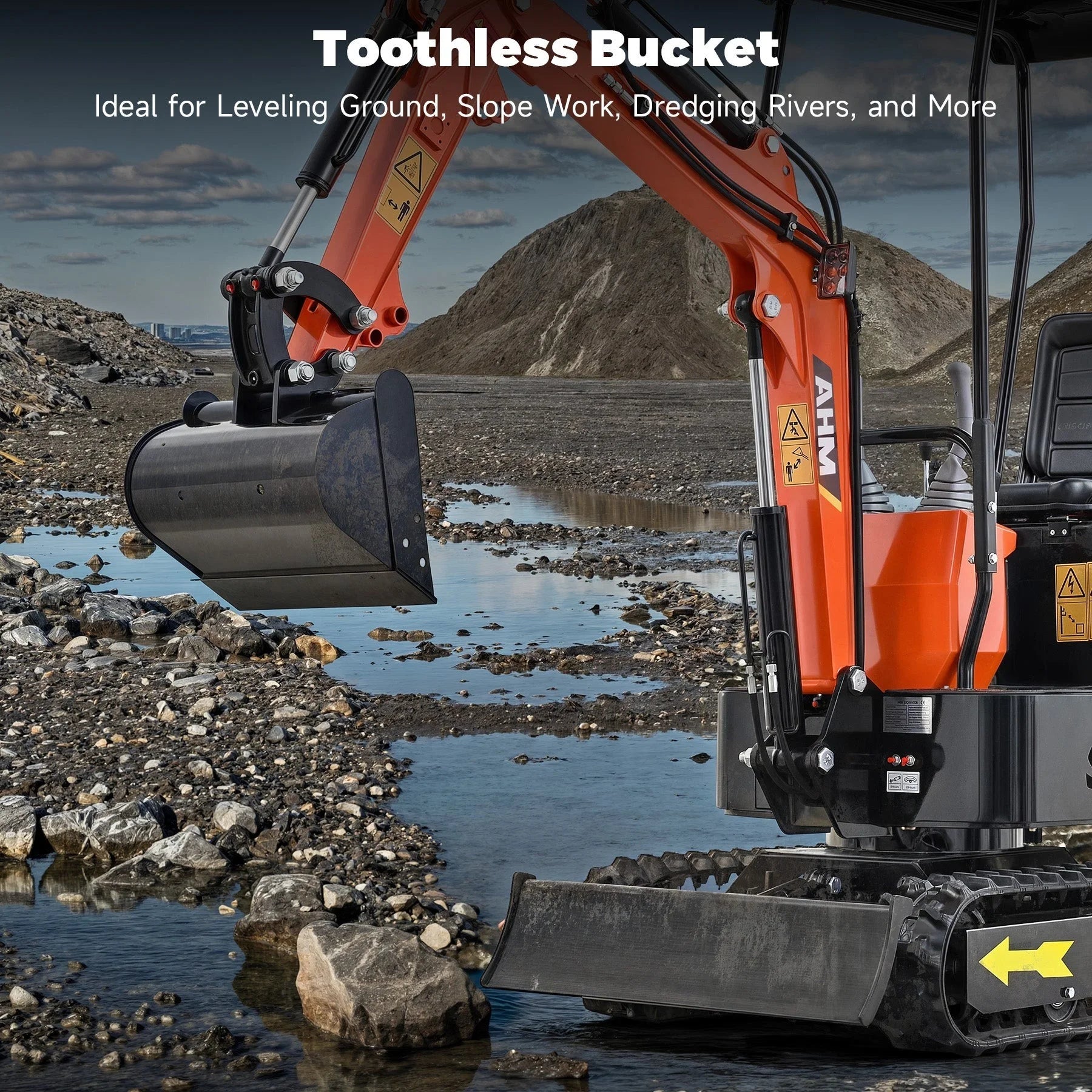 500mm Plain Flat Bucket Attachment 20″ for Mini Excavator Digger with 2 Pins