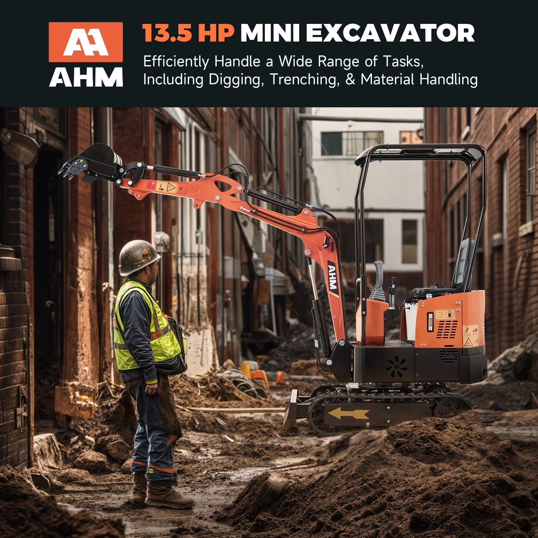 NW-A1 | 13.5 HP B&S Engine Mini Excavator with 6 Attachments