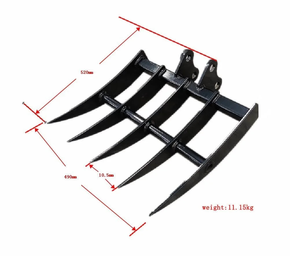 Rake Mini Excavator Attachment for Grading, Leveling, Loosening , Removing Soil USA