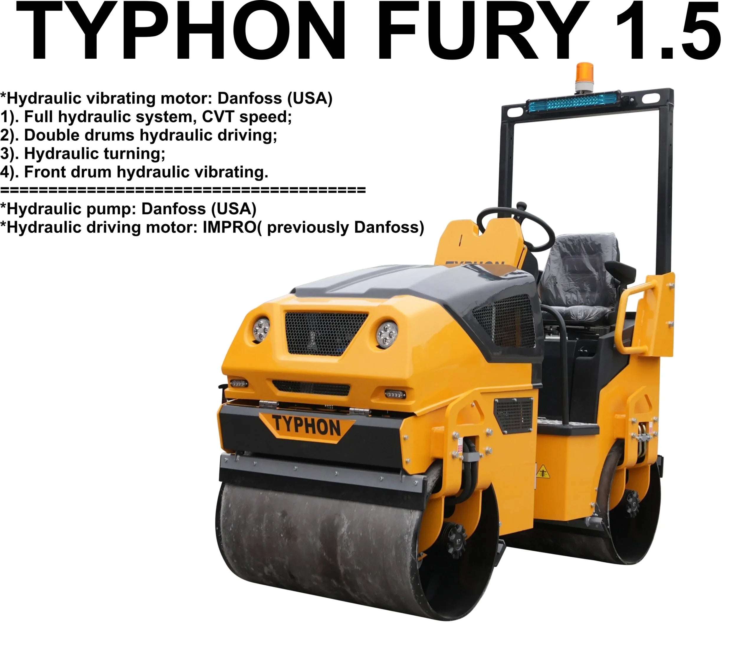 TYPHON FURY 1.5 Ton Vibratory Compactor Asphalt Roller USA