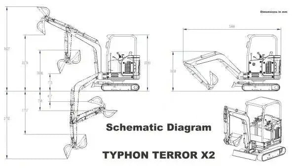 2025 TYPHON TERROR X2 Mini Excavator – 2.7 Ton | Perkins 403J‑11 Diesel Engine | EPA Certified