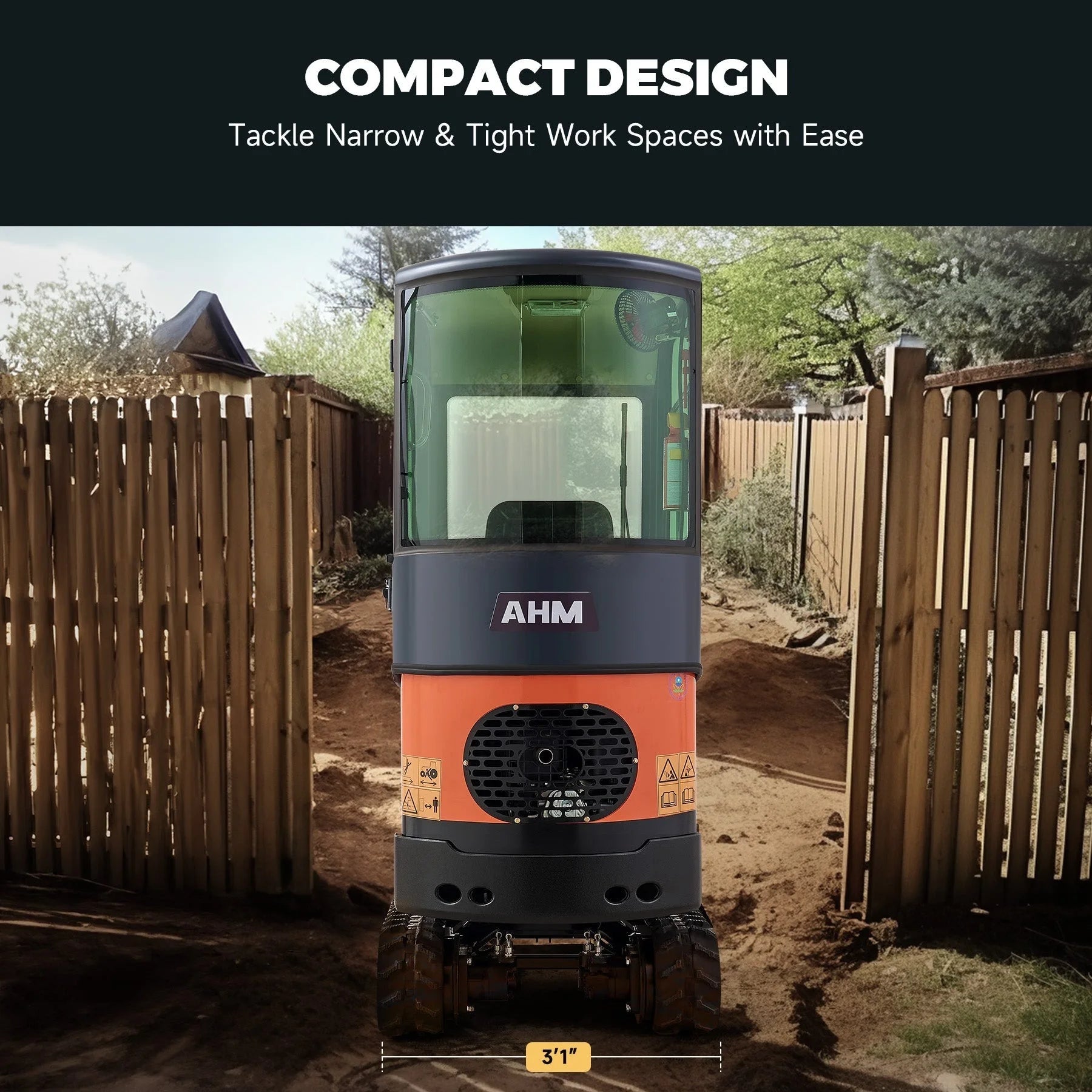 AX-12C | 13.5 HP B&S Engine Mini Excavator with Enclosed Cab