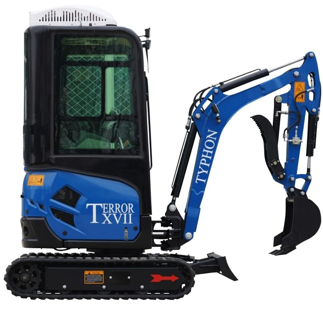 2025 TYPHON TERROR XVII – 4,000 lb Cabin Mini Excavator Powered by Kubota D902 Diesel Engine | EPA Certified