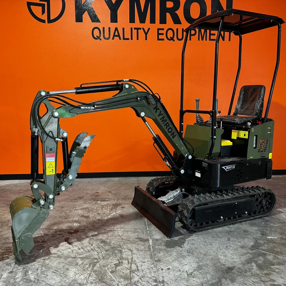 KYMRON® RH14G Mini Excavator (w/ Side Swing Boom & Retractable Tracks)