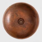 Round Copper Vessel Bathroom Sink, Vessel Hammered Copper Sink - Image 3