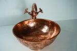 Artisanal copper Vessel Sink, Engraved Handmade Copper Sink Bathroom - Image 4