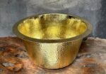Hammered Brass Bar Sink – Round Unlacquered Prep Bowl - Image 3