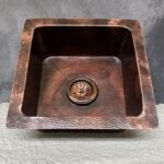 Undermount Copper Sink – Aged Square Single Basin