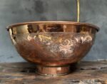 Hammered Copper Basin – Engraved Round Vessel Sink - Image 2