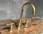 Victorian Unlacquered Brass Bathroom Faucet – 3-Hole Design - Image 3